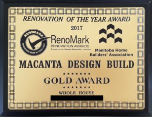 Renovation of the Year Award, 2017 Gold Award Whole House Renovation Manitoba Home Builders' Association of Manitoba