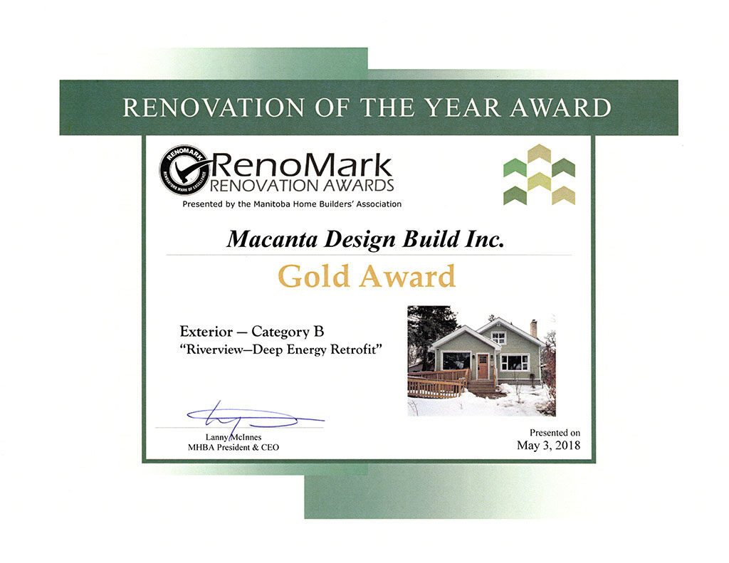 Gold Award Exterior Renovation Energy Efficient