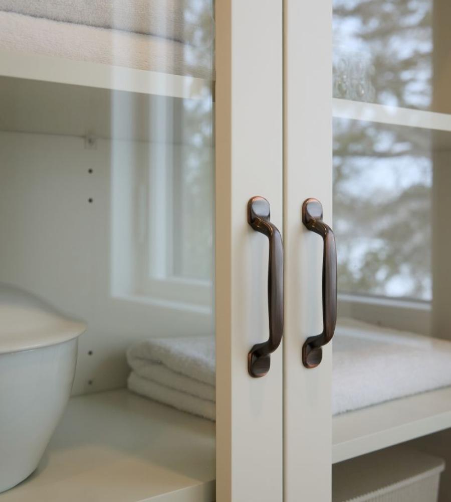 Custom towel cabinetry detailing