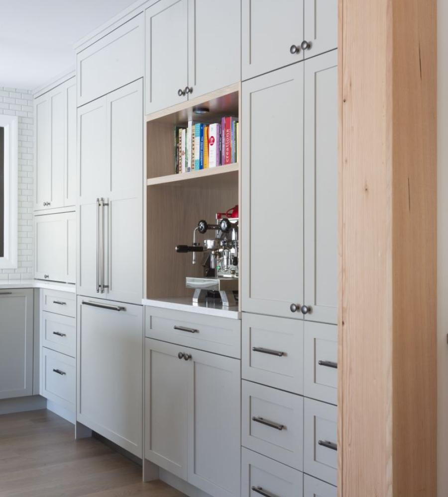 Custom kitchen cabinets with built in coffee bar